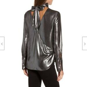 Trouve Silver Foil Metallic Tie Back Top XS